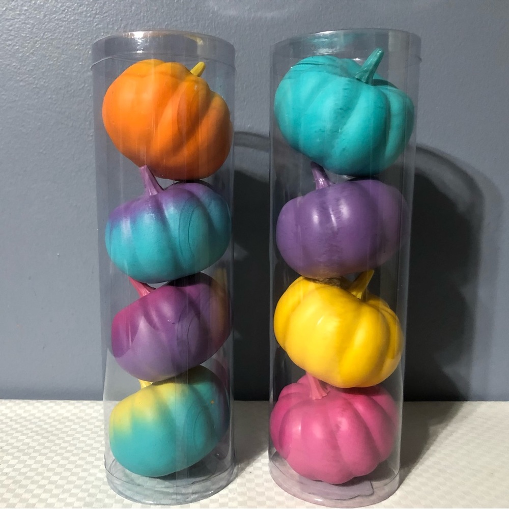 2 Sets of Decorative Pumpkins, NEW, 8 Pumpkins, Halloween Decor